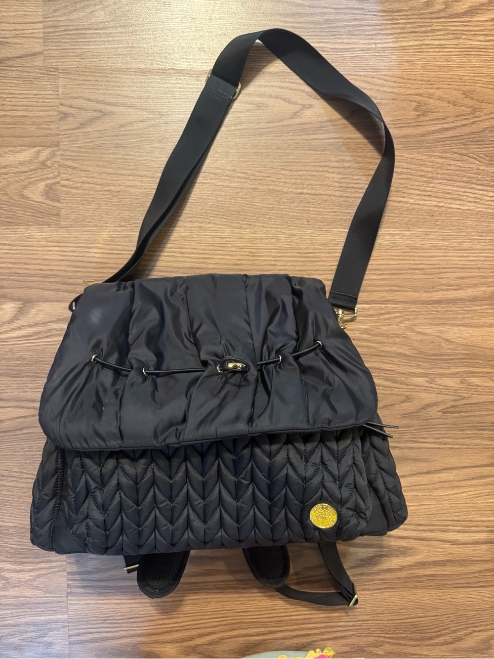 HAPP Diaper Bag Quilted Black backpack/Bag  Adjustable Strap READ DESCRIPTION